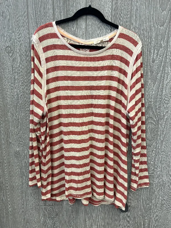 Leather Sneakers Top Long Sleeve By Rewind In Striped Pattern, Size: 3x