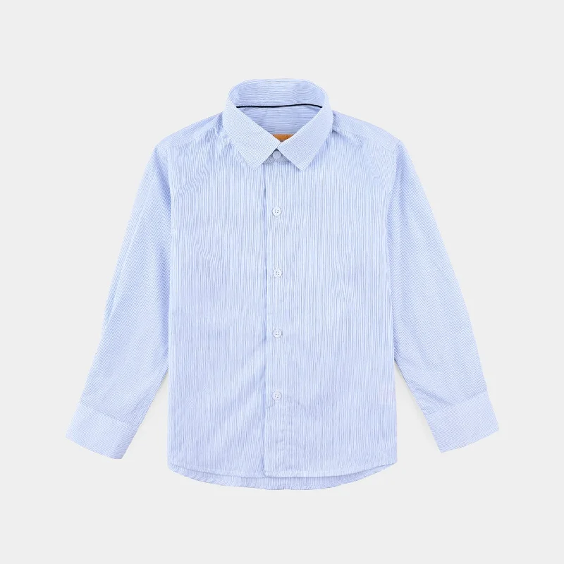 Trendy Jeans Boys Yarn Dyed Formal Shirt-Light Blue