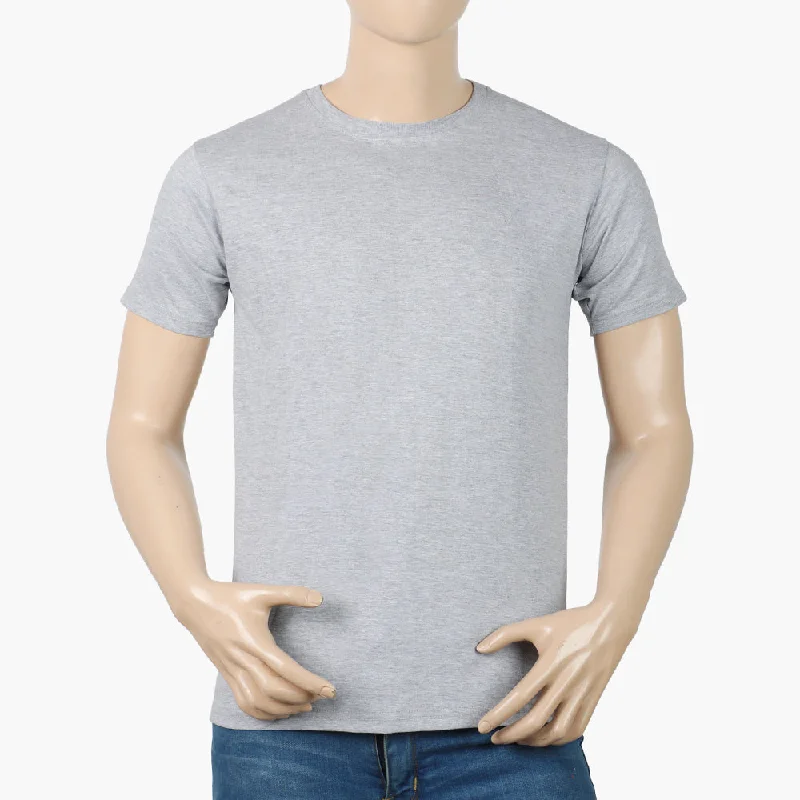 Designer Belts Valuable Men's Half Sleeves Round Neck T-Shirt - Ash Grey