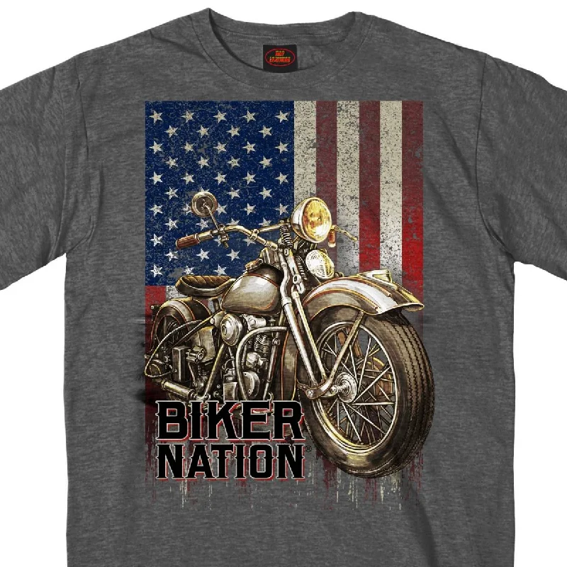 Casual Suits Hot Leathers GMS1462 Mens Classic Cycle Flag Charcoal Heather Gray T-Shirt