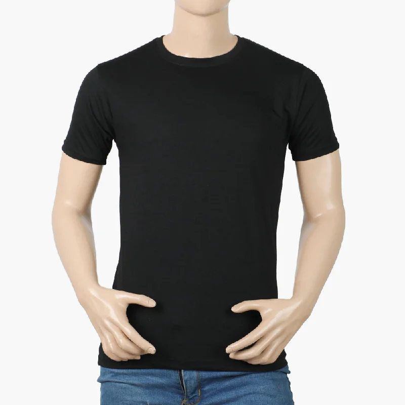 Layered Outfits Valuable Men's Half Sleeves Round Neck T-Shirt - Black