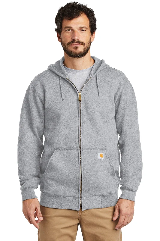 Rain Jackets Carhartt Mens Full Zip Hooded Sweatshirt Hoodie w/ Pockets - Heather Grey