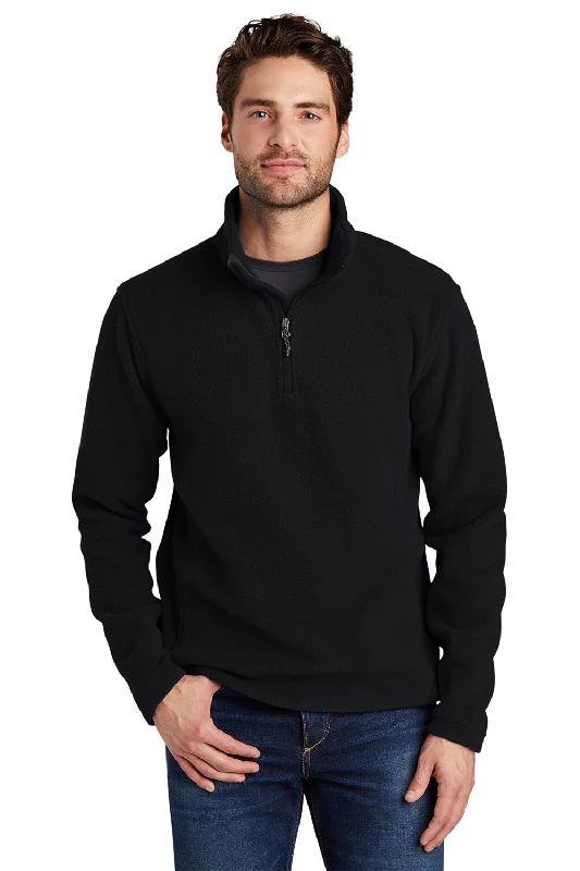 Smart Casual Port Authority Mens Fleece 1/4 Zip Sweatshirt - Black