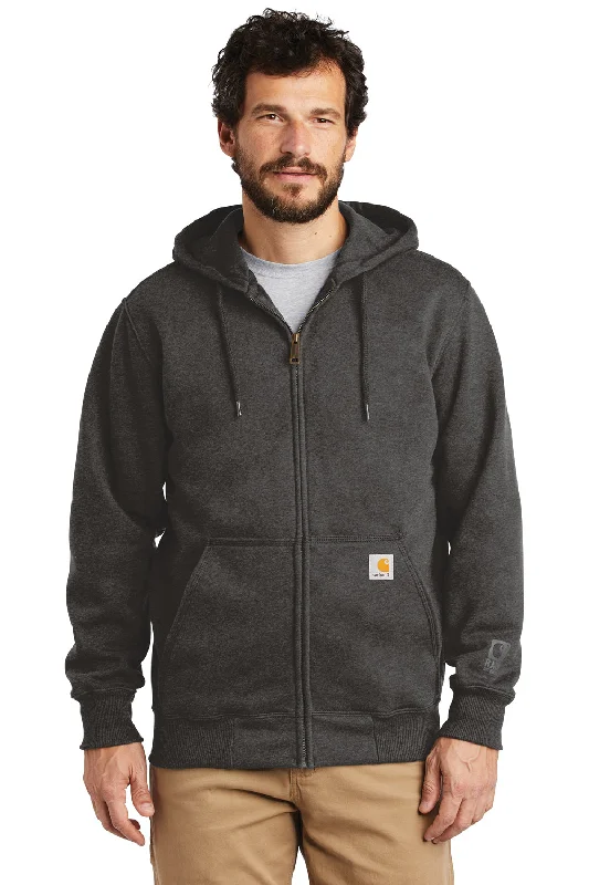 Preppy Pants Carhartt Mens Paxton Rain Defender Water Resistant Full Zip Hooded Sweatshirt Hoodie w/ Pockets - Heather Carbon Grey