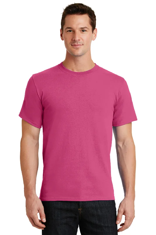 Printed Shirts Port & Company Mens Essential Short Sleeve Crewneck T-Shirt - Sangria Pink