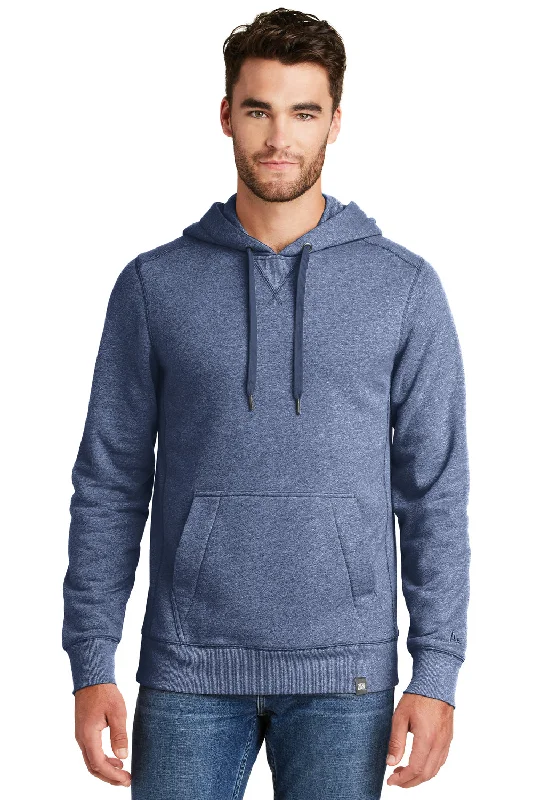 Summer Jackets New Era Mens Sueded French Terry Hooded Sweatshirt Hoodie w/ Pouch Pocket - Dark Royal Blue Twist