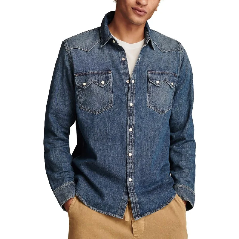 Formal Wear Lucky Brand Mens Denim Collared Western Shirt