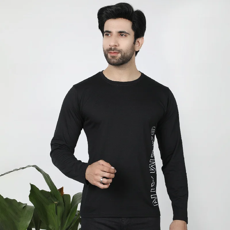 Oversized Jackets Men's Full Sleeves T-Shirt - Black