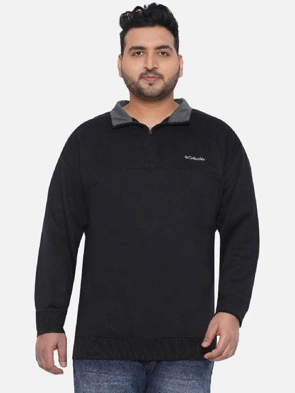 High-fashion Looks Columbia - Plus Size Men's Regular Fit Cotton Black Solid Cotton Casual Sweatshirt