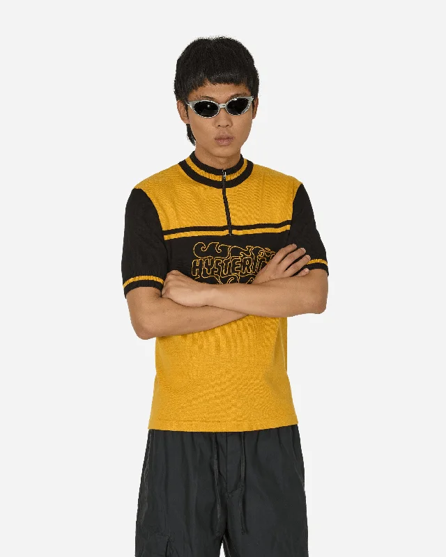 Funky T-shirts Flame Logo Embroidered Cycling Jersey Yellow / Black