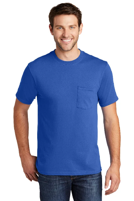 Cargo Pants Port & Company Mens Core Short Sleeve Crewneck T-Shirt w/ Pocket - Royal Blue