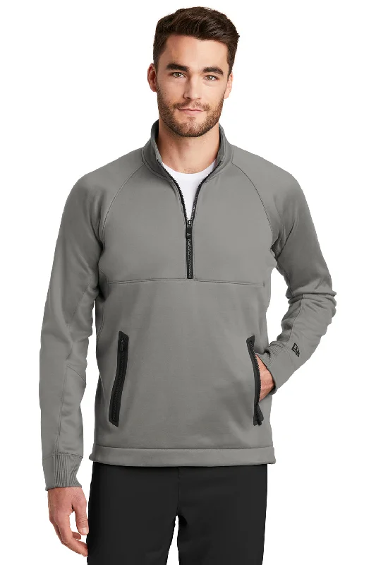 Stylish Trousers New Era Mens Venue Moisture Wicking Fleece 1/4 Zip Sweatshirt w/ Pockets - Shadow Grey - Closeout