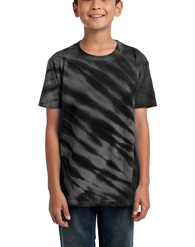 Monochrome Style Youth Short Sleeve Tie-Dye T-Shirt - Tiger Stripe