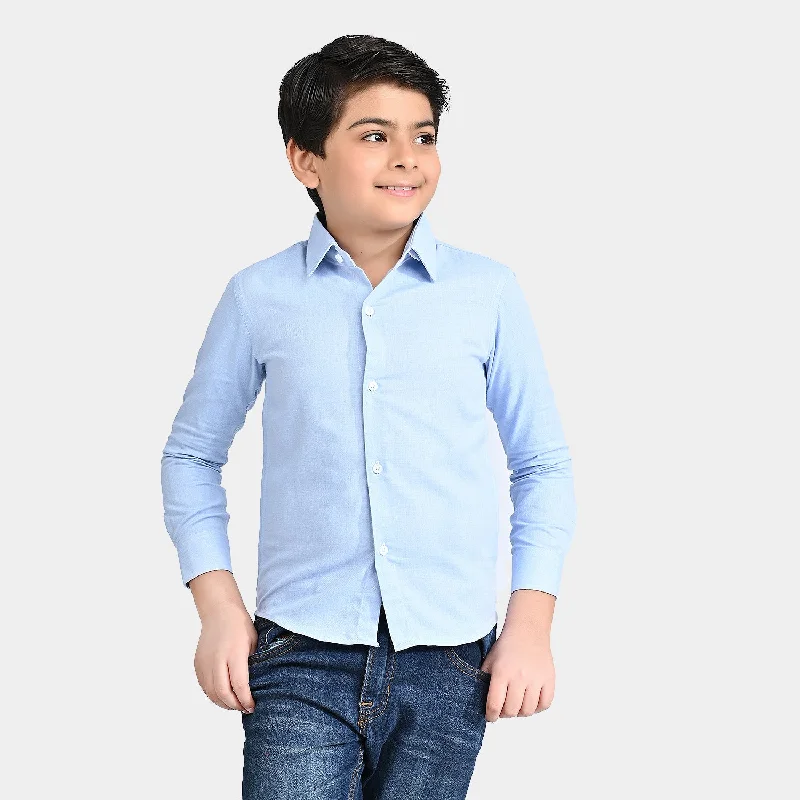 Denim Jackets Boys Oxford Formal Shirt - L- BLUE