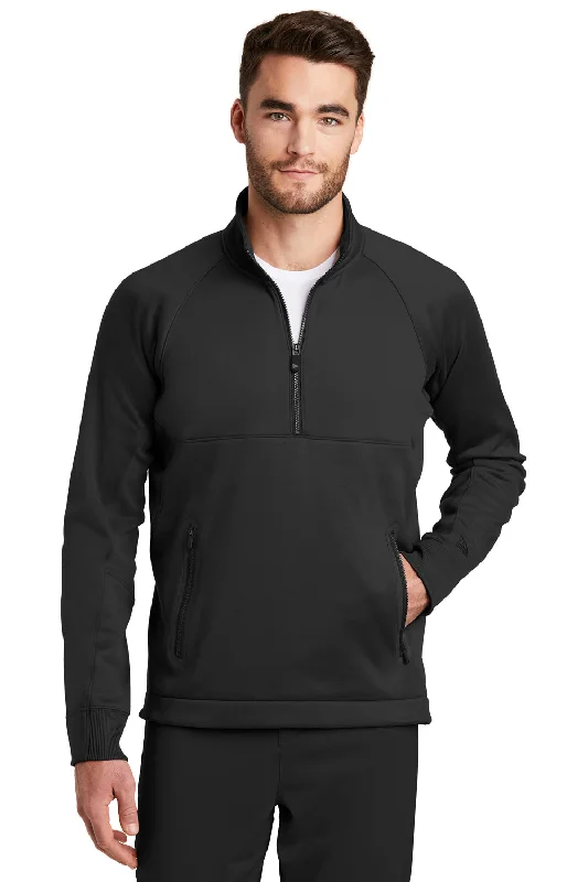 Winter Accessories New Era Mens Venue Moisture Wicking Fleece 1/4 Zip Sweatshirt w/ Pockets - Black