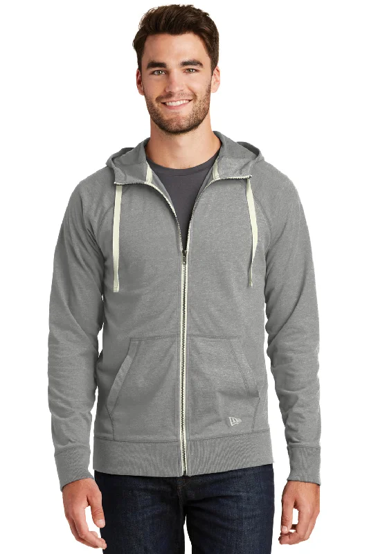 Vintage Tees New Era Mens Sueded Full Zip Hooded Sweatshirt Hoodie w/ Pockets - Heather Shadow Grey