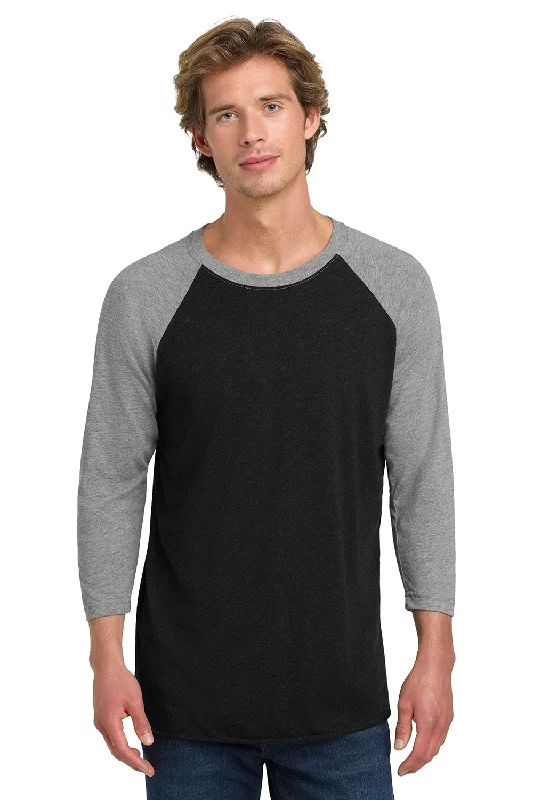 Athletic Wear Next Level Mens Jersey 3/4 Sleeve Crewneck T-Shirt - Vintage Black/Heather Grey