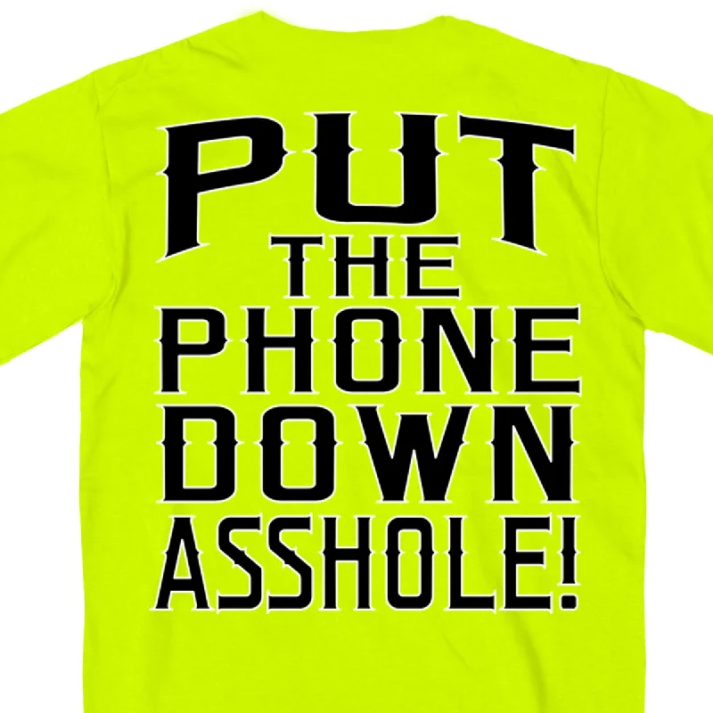 Athleisure Wear Hot Leathers GMD1435 Men's 'Put the Phone Down A**H***' Safety Green T-Shirt