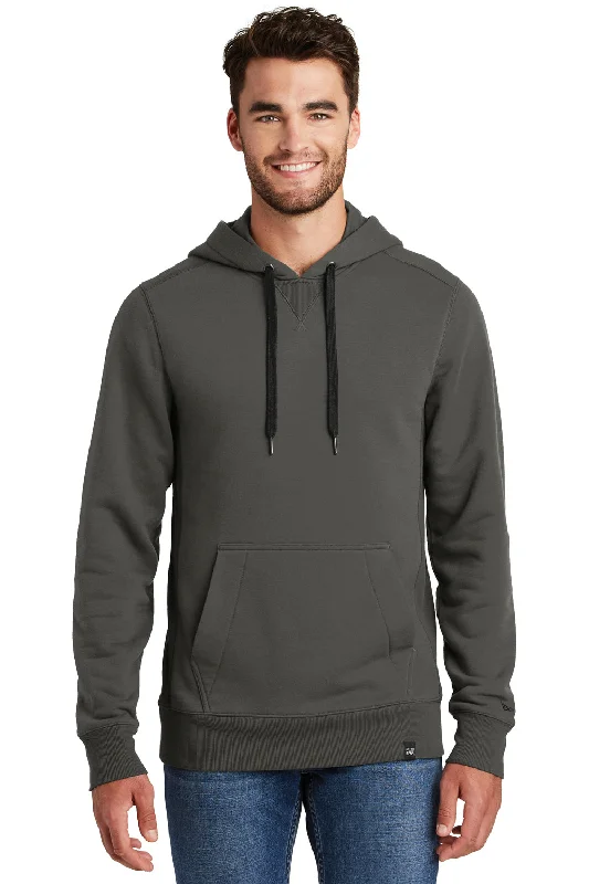 Winter Scarves New Era Mens Sueded French Terry Hooded Sweatshirt Hoodie w/ Pouch Pocket - Graphite Grey