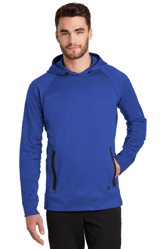 Statement Shirts New Era Mens Venue Fleece Moisture Wicking Hooded Sweatshirt Hoodie w/ Pockets - Royal Blue