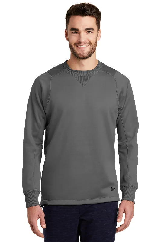 Classic Hoodies New Era Mens Venue Moisture Wicking Fleece Crewneck Sweatshirt - Graphite Grey - Closeout