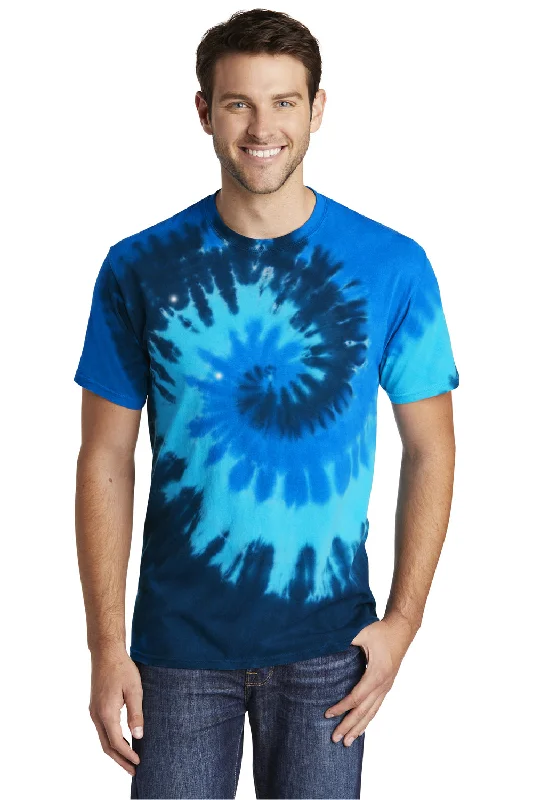 Designer Shirts Port & Company Mens Tie-Dye Short Sleeve Crewneck T-Shirt - Ocean Rainbow