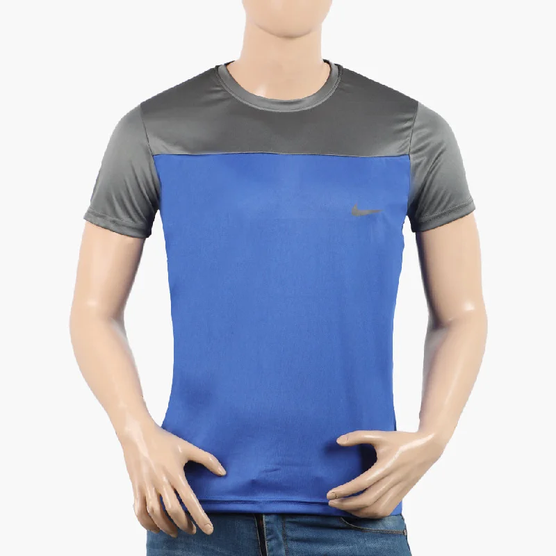 Sporty Sneakers Men's Half Round Neck Half Sleeves T-Shirt - Blue