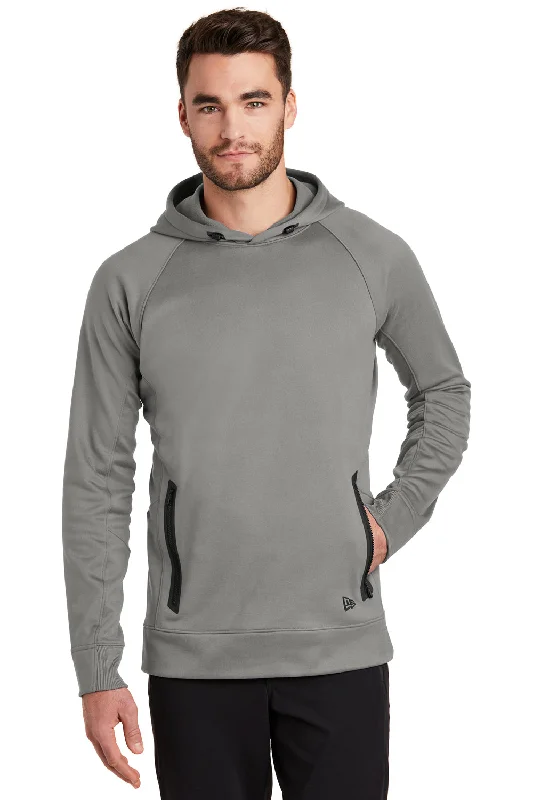 Designer Outerwear New Era Mens Venue Fleece Moisture Wicking Hooded Sweatshirt Hoodie w/ Pockets - Shadow Grey