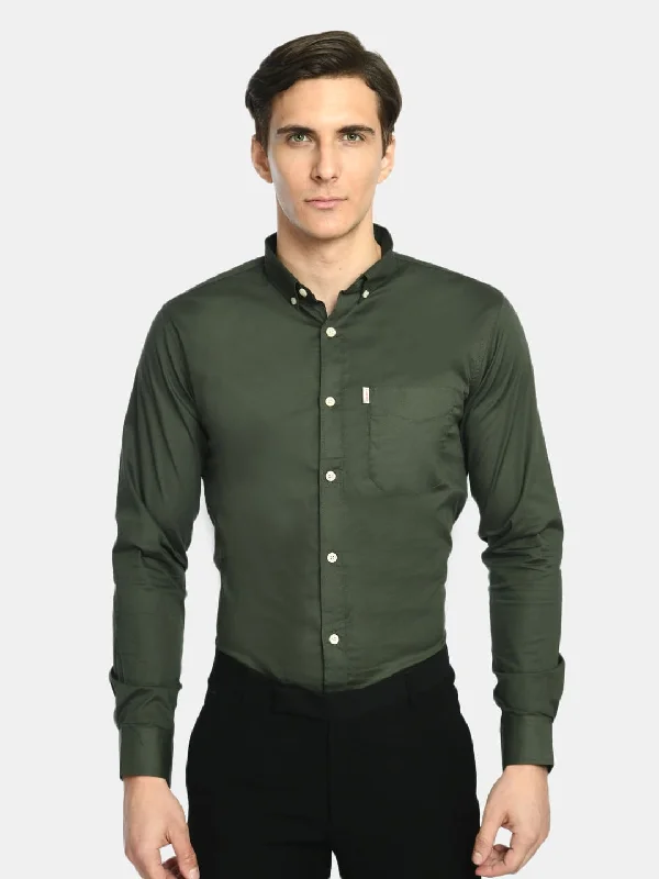 Athletic Shorts Men's Martini Olive Solid Cotton Regular Fit Shirt