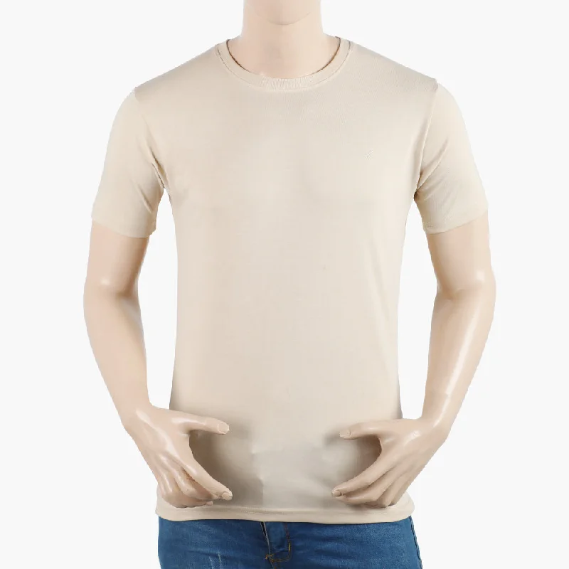 Slim-fit Jeans Valuable Men's Half Sleeves Round Neck T-Shirt - Sand