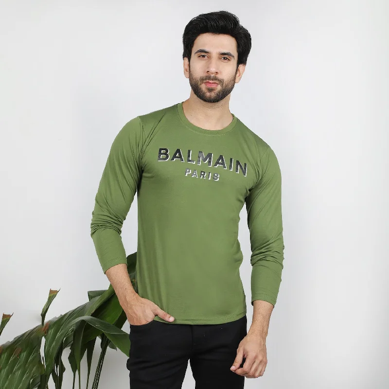 Classic Blazers Men's Full Sleeves T-Shirt - Olive Green