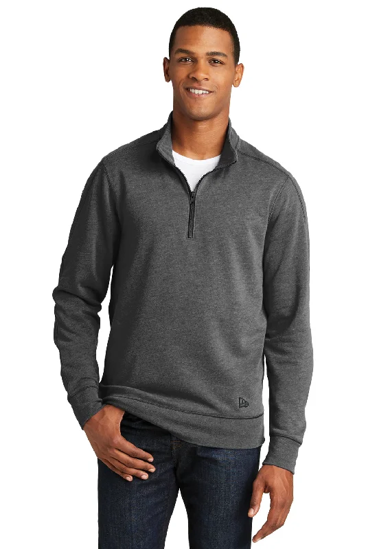 Button-up Shirts New Era Mens Fleece 1/4 Zip Sweatshirt - Heather Black