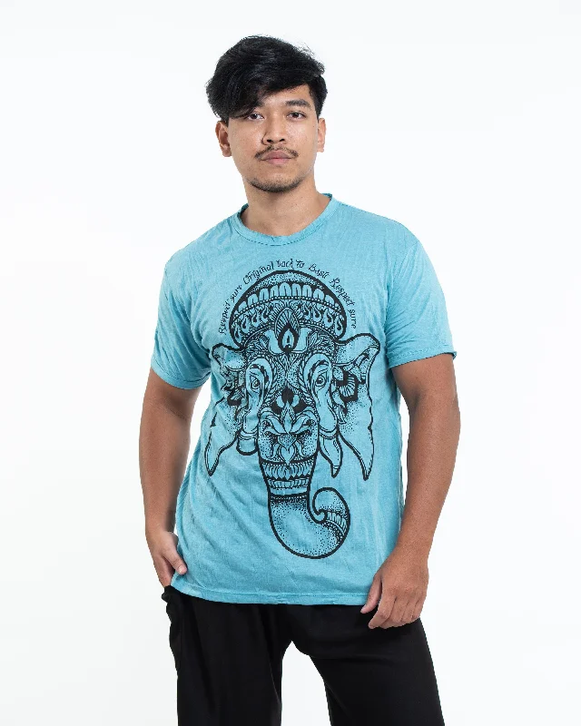 Business Attire Mens Lotus Ganesh T-Shirt in Turquoise