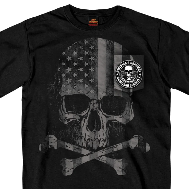 Vintage Fashion Hot Leathers GMP1388 Men’s ‘Patriotic Skull Pocket’ Black T-Shirt