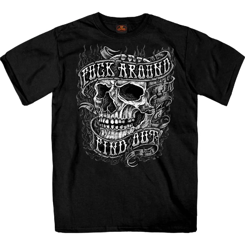 Street Jackets Hot Leathers GMS1546 Men's Black F*** Around Find Out Skull T-Shirt