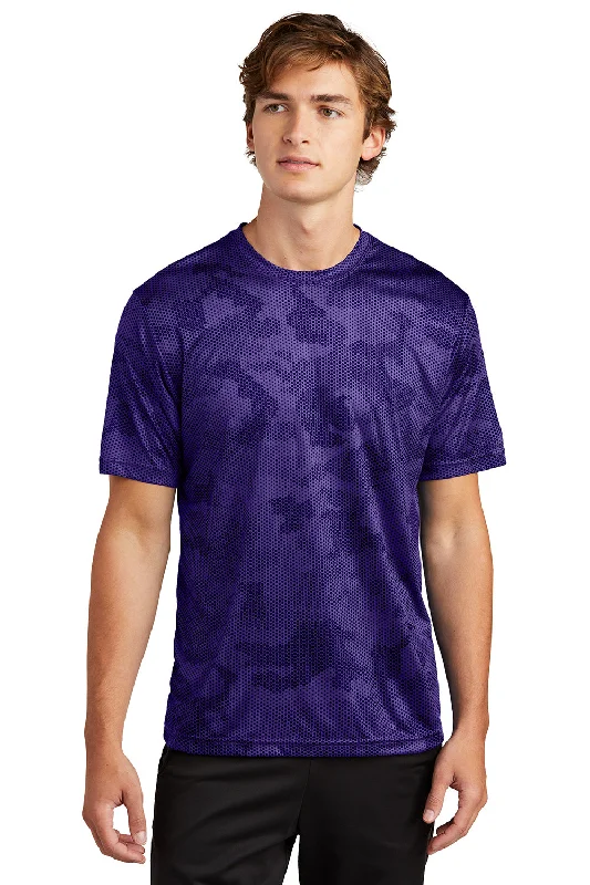 Utility Jackets Sport-Tek Mens CamoHex Moisture Wicking Short Sleeve Crewneck T-Shirt - Purple