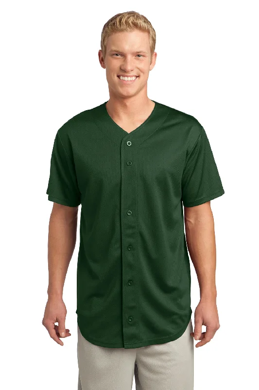 Layered Outfits Sport-Tek Mens Tough Mesh Moisture Wicking Short Sleeve Jersey - Forest Green - Closeout