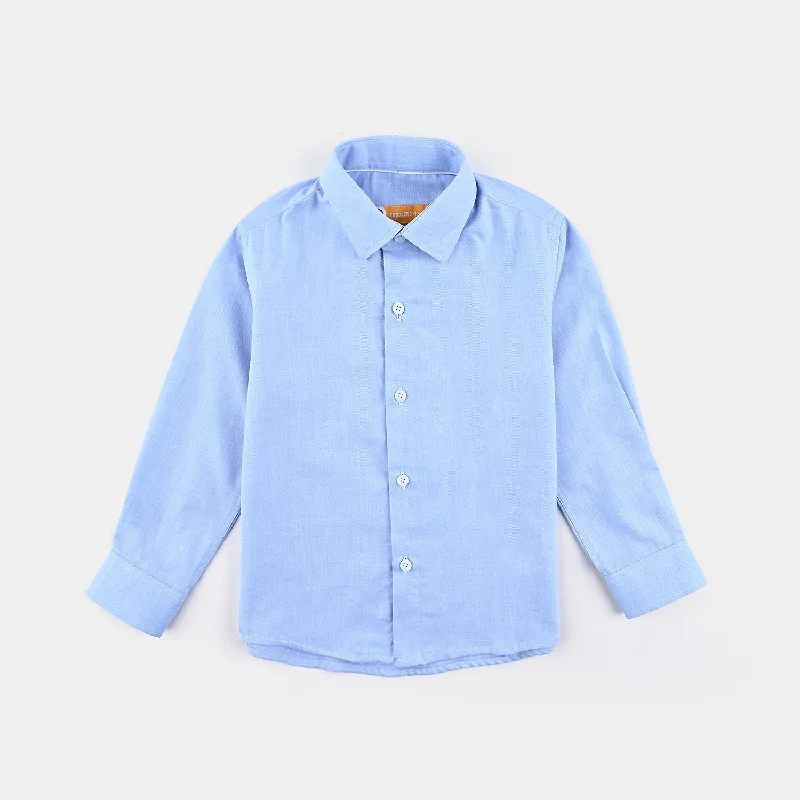 Business Casual Boys Oxford Formal Shirt-L/BLUE