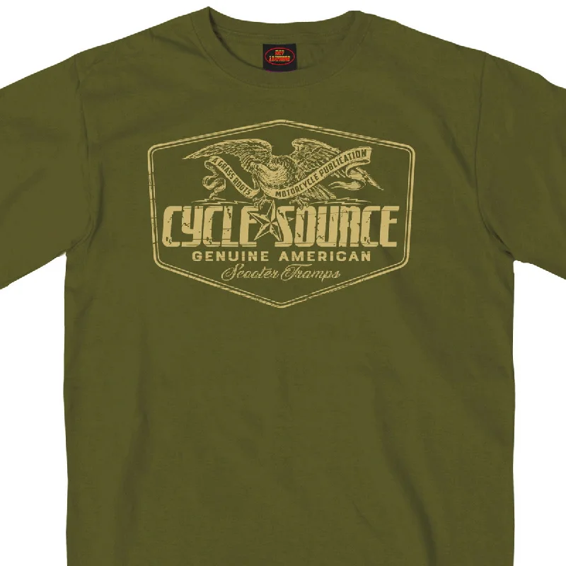 Denim Jackets Official Cycle Source Magazine CSM1007 Men’s Eagle Military Green T-Shirt