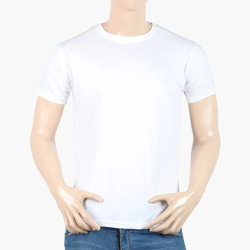 Casual Footwear Valuable Men's Half Sleeves Round Neck T-Shirt - White