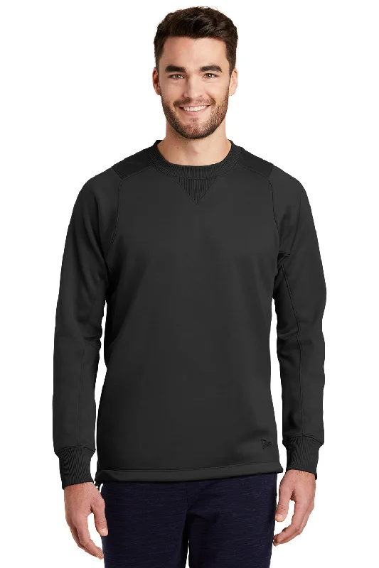 Statement Jackets New Era Mens Venue Moisture Wicking Fleece Crewneck Sweatshirt - Black - Closeout