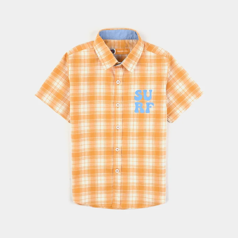 Athleisure Wear Boys Yarn Dyed Casual Shirt H/S (Surf)-Yellow Check