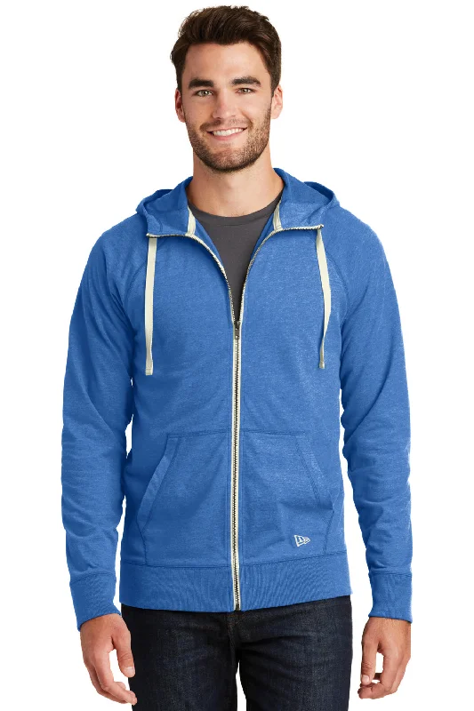 Athletic Shorts New Era Mens Sueded Full Zip Hooded Sweatshirt Hoodie w/ Pockets - Heather Royal Blue