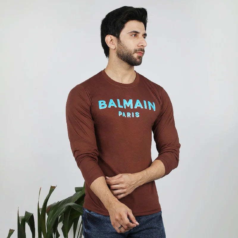 Trendy Jeans Men's Full Sleeves T-Shirt - Dark Brown