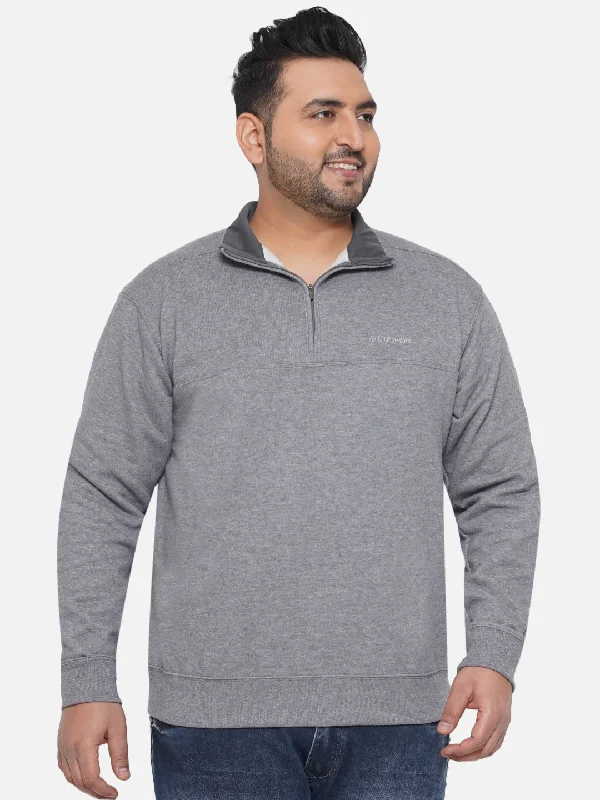 Urban Sneakers Columbia - Plus Size Men's Regular Fit Cotton Grey Solid Casual Sweatshirt