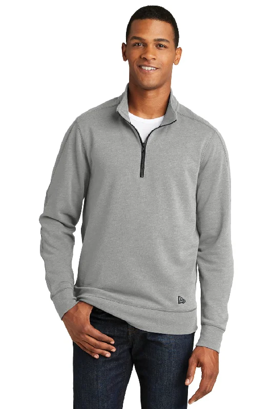 Preppy Style New Era Mens Fleece 1/4 Zip Sweatshirt - Heather Shadow Grey