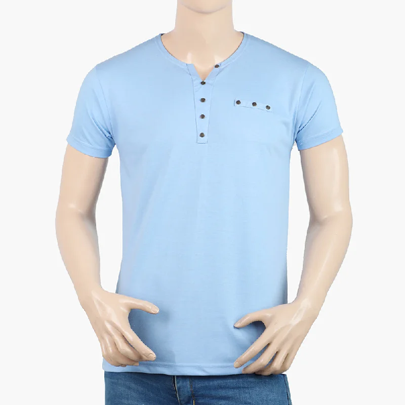 Office Attire Men's Half Sleeves T-Shirt - Sky Blue