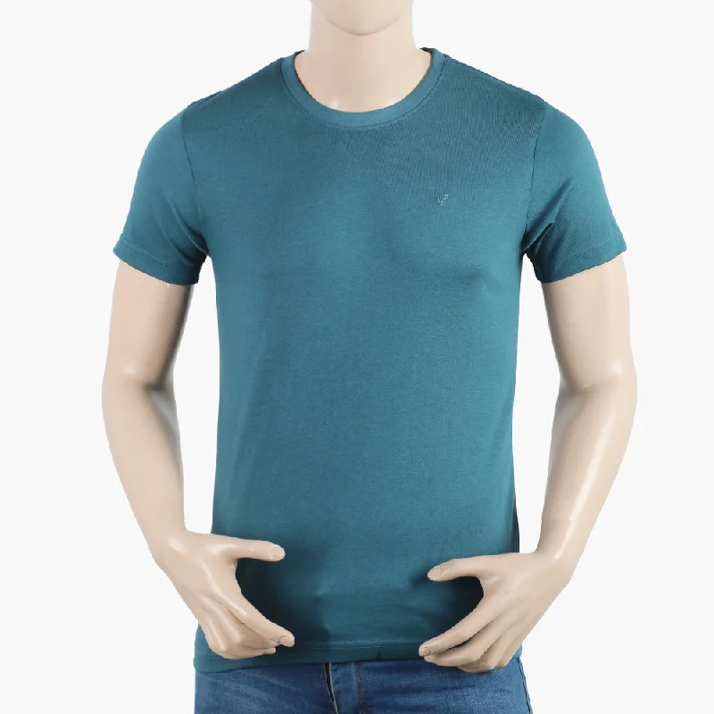 Button-up Shirts Men's Half Sleeves Round Neck Printed T-Shirt - Green