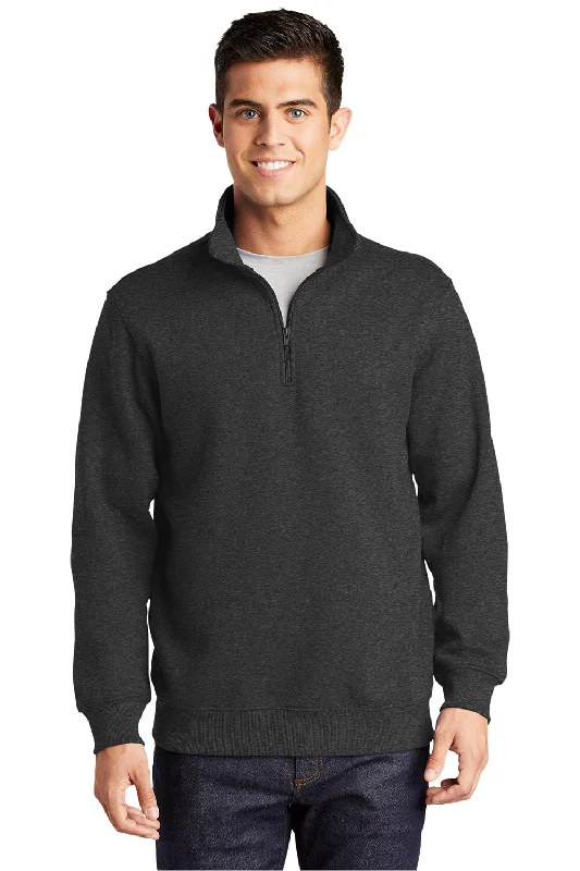 Winter Coats Sport-Tek Mens Shrink Resistant Fleece 1/4 Zip Sweatshirt - Heather Graphite Grey