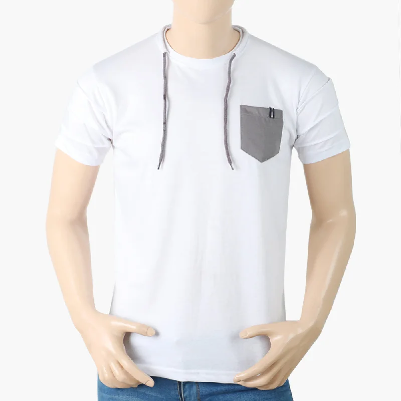 Denim Jackets Men's Half Sleeves T-Shirt - White